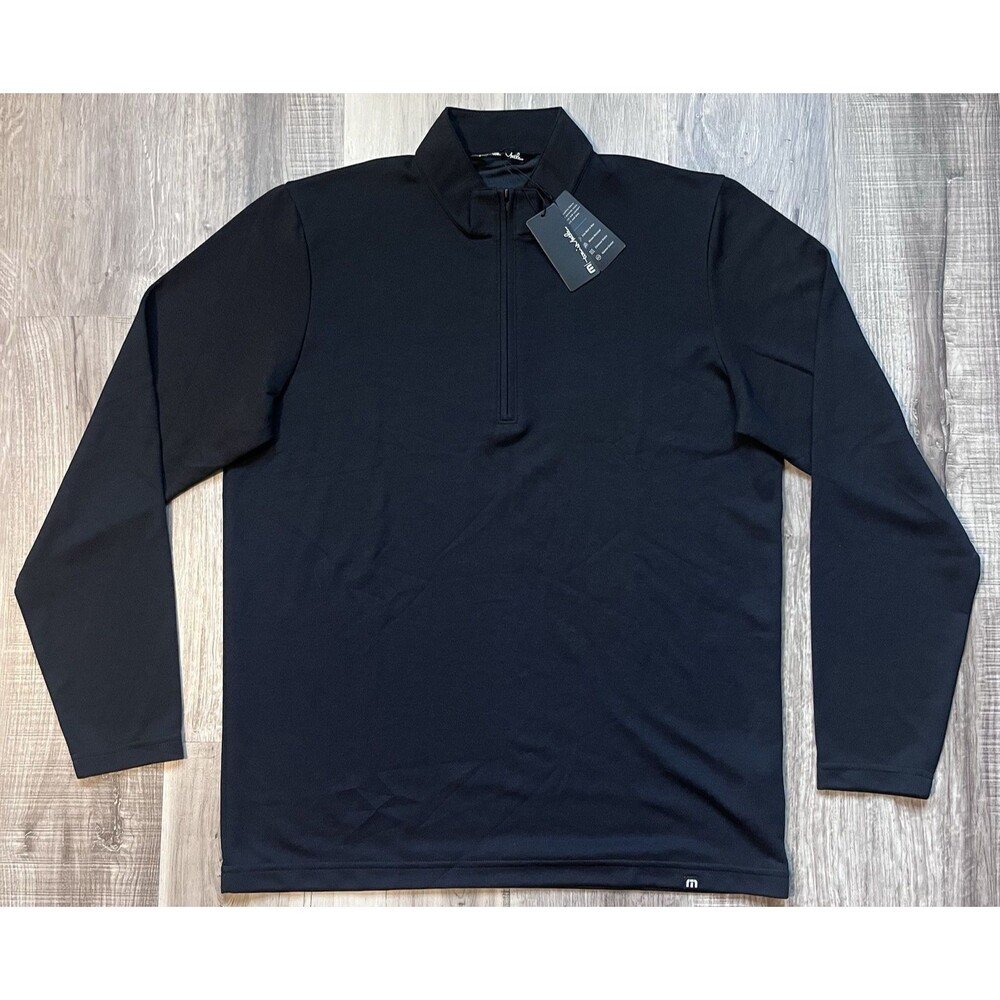 NWT Travis Mathew Mens Coverside 1/4 Zip Long Sleeve Black Golf Stretch